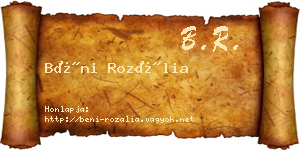 Béni Rozália névjegykártya
